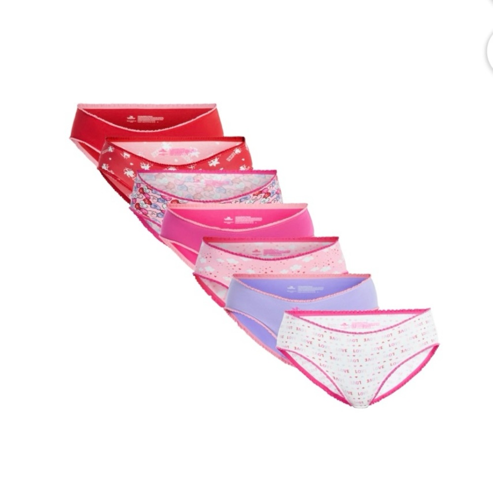 Valentine's Day Jersey Hipster Panties 7-Pack. Women size XL (16-18) New in Box.